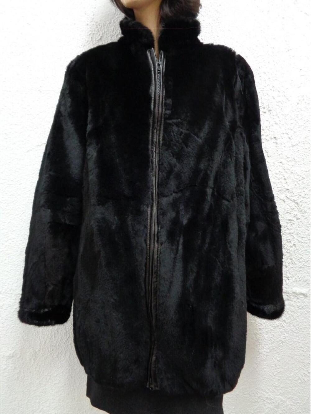 Brand New Black Sheared Muskrat Fur Jacket Coat Women Woman Size 6-8 S-M
